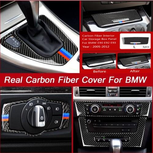 For BMW E90 E92 E93 3 Series True Carbon Fiber Interior Door Handle Cover Trim Bowl Decals And Car Stickers Accessories