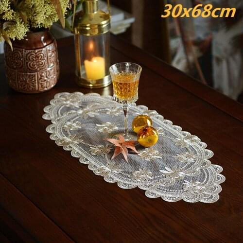 European Oval Lace Embroidery Western Table Mat Placemat Wine Champagne Coaster Non-slip Cloth Banquet Party Wedding Decoration