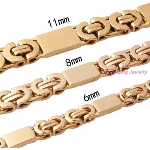 Gold Color Byzantine Top Quality Stainless Steel Necklace Boys Mens Chain Necklace Fashion Jewelry