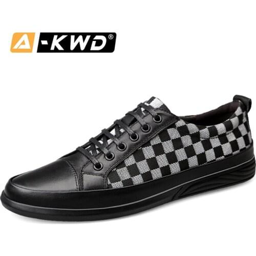 Fashion Calico Sneakers Men Casual Genuine Men Leather Shoes Autumn Men Shoes Luxury Brand Breathable Brown Grey Black Footwear