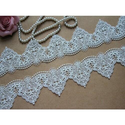 5.5cm Wide(15Yards/lot) Off White Water Soluble Venise Embroidery Lace Trim for Garment Decorcation Bridal Lace Trim