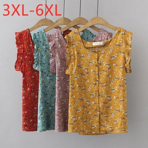 New 2021 Ladies Summer Plus Size Tank Tops For Women Large Sleeveless Loose Cotton Floral Print Flower Vest Tops 3XL 4XL 5XL 6XL