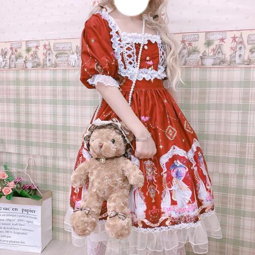 Kawaii Japanese Lolita dress soft sister sweet and lovely angel girl lolita op short-sleeved dress