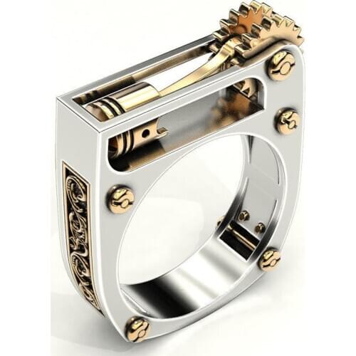 Mechanical Gear Wheel Men Fashion Punk Wedding Finger Rings Hip hop Rock Band Jewelry Couple Anniversary Valentines Day Gift