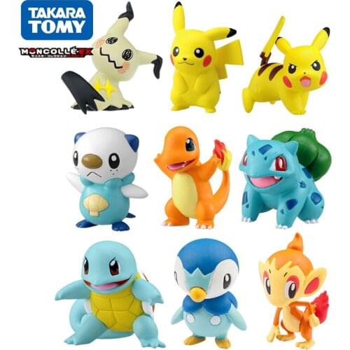 New TAKARA TOMY Pokemon Charmander Bulbasaur Mew Treecko Pikachu Chikorita Infernape Anime Figure Model Static Childrens Toys