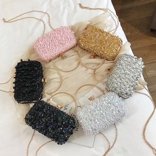 New Women Clutch Bags Plastic Beading Evening Bags Tassel Fashion Ladies Dress Handbags With Chain Purse