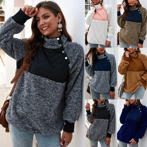 Original Design Fashion Womens Autumn/winter Sweatshirts Jacket Contrast Stitching Casual Top