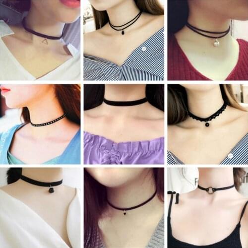 Sexy Trendy Vintage Charm Round Gothic Collar Necklaces Jewelry Gift Gothic Leather Heart Harajuku Women Punk Choker Necklace