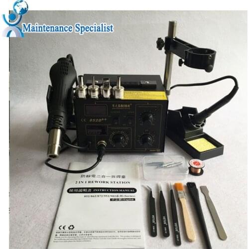 220V/110V Saike 852D++ Hot Air Rework Station Soldering Station BGA De-Soldering 2 In 1 With Supply Air Gun Rack And Many Gifts