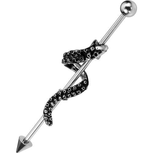 Jovivi Ear Piercing Stainless Steel Arrow Industrial Snake Wrap Bar Ear Cartilage Ring Stud Ear Piercing Body Piercing Jewelry