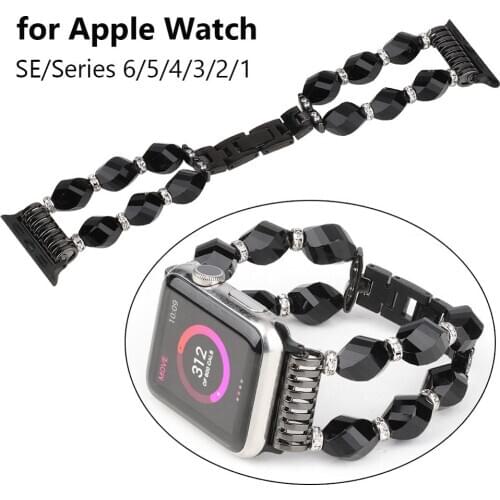 Black Bracelet for Apple Watch 42mm 44mm iWatch SE Series 6/5/4 Band 38mm 40mm for Apple Watch Band 3 Strap for Female Dressy