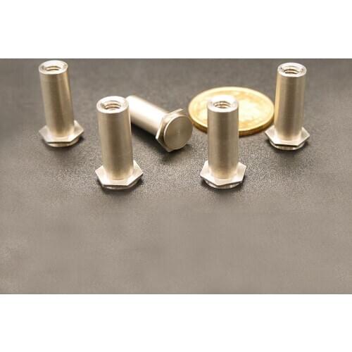 20pcs M3 stainless steel blind hole hexagon countersunk nut 10~17mm length bottom hole 5.41mm plate thickness 1.6mm