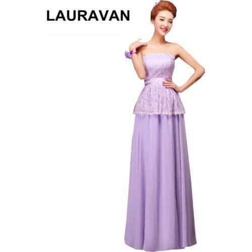 Fairy modest formal ladies long lavender chiffon strapless a line bridesmaid dress style fantastic sexy birthday dresses