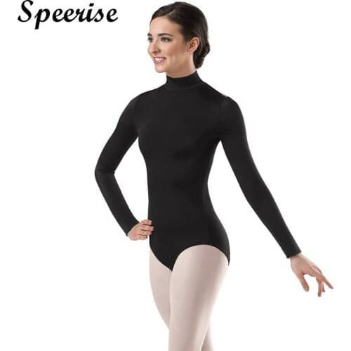 Speerise Adult Turtlenect Long Sleeve Gymnastics Leotards Spandex Ballet Dance BodySuit