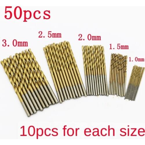 Various HSS Titanium Plated White Twist Drill Straight Shank Drill Electric Hand Drill 10/20PC/25PC/50PC/60PC/99PC Round handle