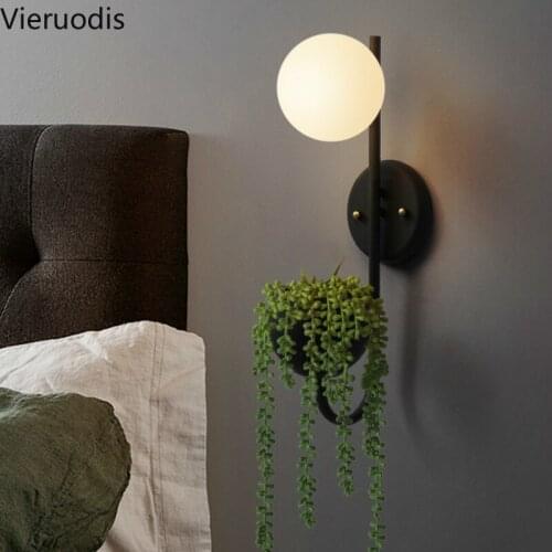 Nordic LED Wall Lamp Simulation Plant Wall Light for Corridor Staircase Study Living Room Bedroom Mirror Light Wall Saconces