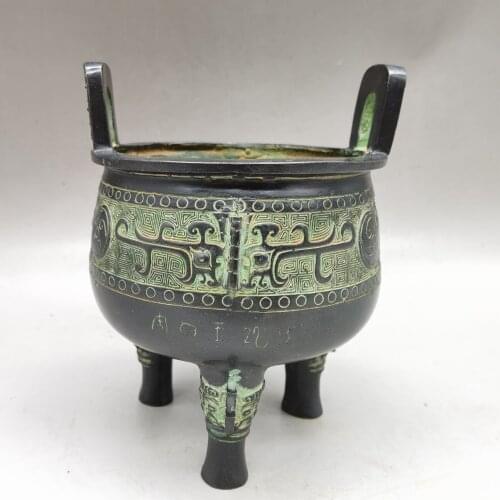 Home Decorations Gifts,Antique Collection Old Chinese Bronze tripod Censer/Metal Incense Burner