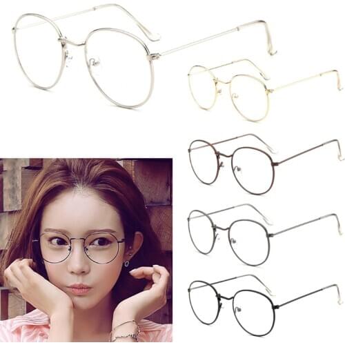Vintage Men Women Eyeglass Metal Frame Glasses Round Spectacles Clear Lens Optical