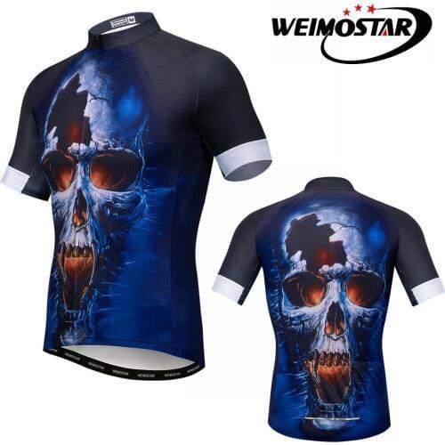 Weimostar Summer Cycling Jersey Shirt Skull Blue quick dry Men Riding Ropa ciclismo mtb Bike Jersey Maillot Bicycle Clothing