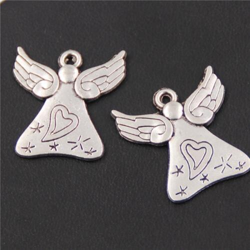 WKOUD 15pcs Silver Plated angel charm alloy pendant for earrings necklaces DIY jewelry handmade A439