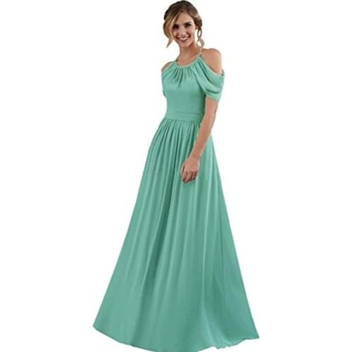 Halter Neck A Line Prom Dresses Off the Shoulder Evening Gowns Floor Length Robe De Soirée