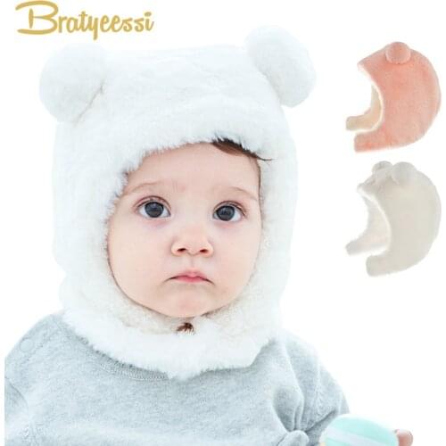 Faux Fur Winter Baby Hat for Girls Boys Cap Infant Bonnet Baby Hats Accessories Outdoor Snow Toddler Beanie Kids Hat for 1-3Y