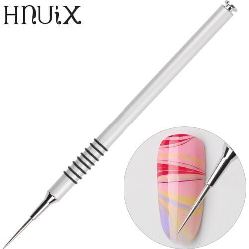 1Pc acrylic water marble dye paint pen brush silver drawing flower manicure Nail Art tool