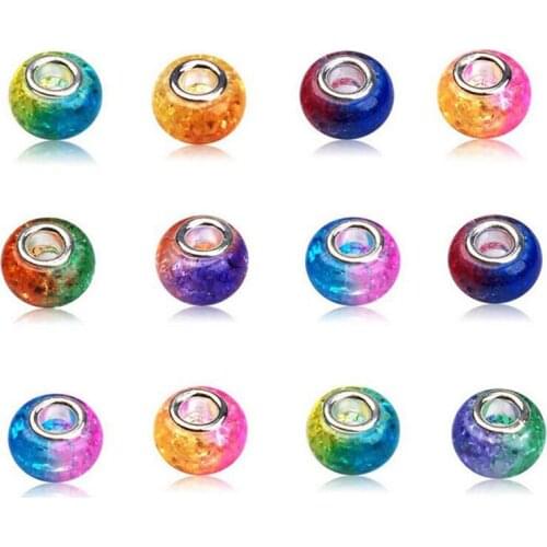 10 Pcs Mixed Imitation Glass Beads, Colorful Large Hole Craft Beads Assorted European Craft Bead, Bead Glass Charm For Clothing
