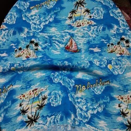 100x140cm Blue Ocean Island Wave Tree Rayon Fabric Rayon Fabric Viscose Soft Smooth Fabric For Shirt Baby Cloth Dress pajamas
