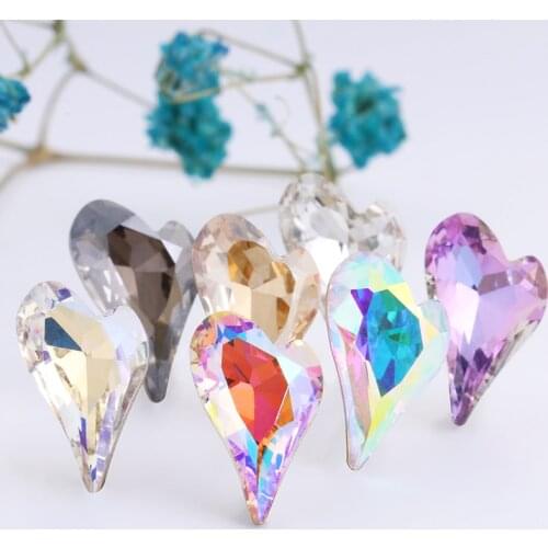 10X15mm Heart Shape Rhinestones K9 Glass Pointback Glass Strass Crystals Korean Style Glue On Nails Glitter Rhinestones Stone