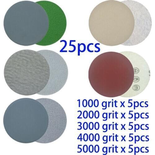 25pcs/Set Hook & Loop Sandpaper 1000-5000 Grit Abrasive Sander Sanding Disc Pads for Polishing Sandpapers