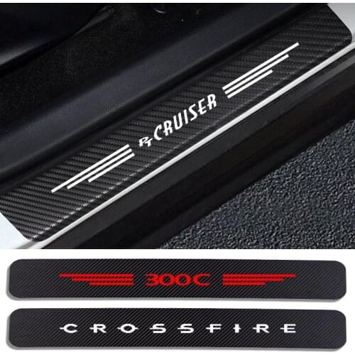 4PC Car Sill Sticker For Chrysler 300 300C hemi Aspen Crossfire Pacifica PT Cruiser Sebring Auto Accessories Carbon Fiber Decal