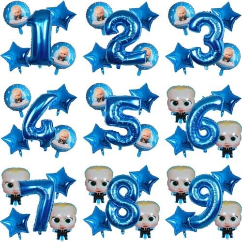5pcs Boss Baby Balloon 30inch Number Foil Balloons Baby Shower 1 2 3 4 5 6 7 8st Birthday Party Decoration Cartoon Helium Globos