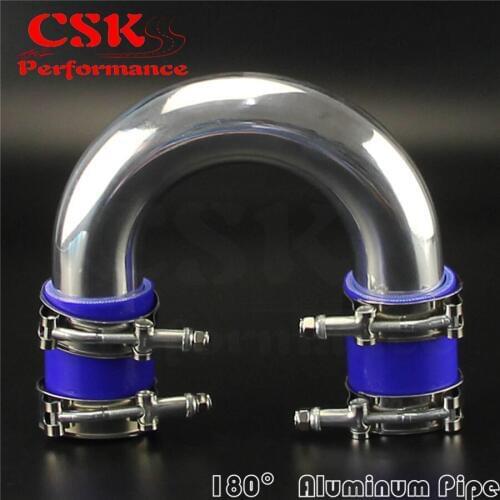 180 Degree 80mm 3.15" Aluminum Intercooler Piping pipe Tube + Silicone hose w/ T-clamps