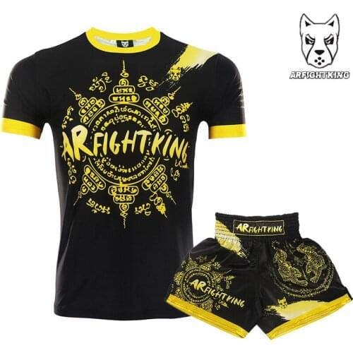 MMA Shirts BJJ Short sleeve Fitness Breathable Boxing jerseys tiger muay thai jiu jitsu t shirt mma rashguard boxing shorts