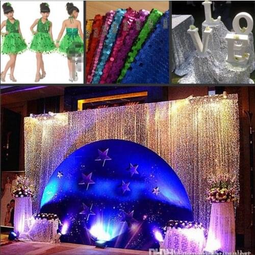 Shiny 9mm Sequins Fabric 1.5M wide For Wedding Table Cloth Decoration Backdrop Multicolor Wedding Gauze Background Curtain