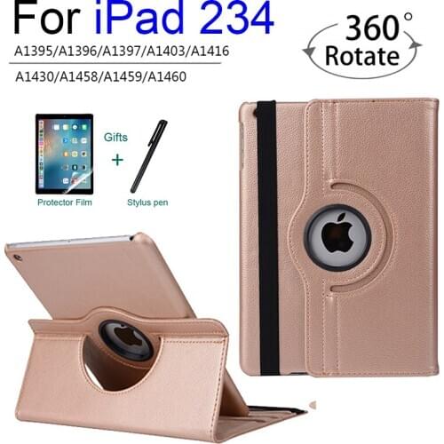 Case for iPad 2 3 4 Model A1458 1459 A1460 Cover,Auto Sleep Cover for Apple ipad 2 3 4 Release 360 Degree Rotating Case+pen