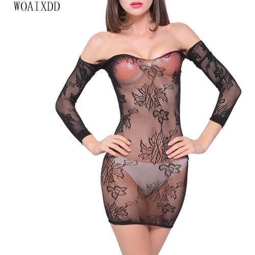 Black Sexy Erotic Lingerie Women Hot Bodysuit Sexy Costumes Transparent Intimates Womens Bodystocking Open crotch Sex Products