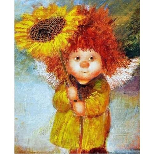 DIY Digital Painting By Numbers Sunflower girl oil painting mural Kits Coloring Wall Art Picture Gift frameless