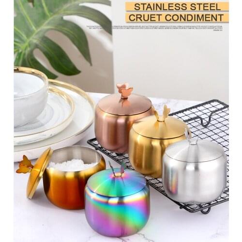 Creative Stainless Steel Seasoning Pot with Lid Colorful Butterfly Salt Pepper Seasoning Bottle Spice Pot Kitchen Tool