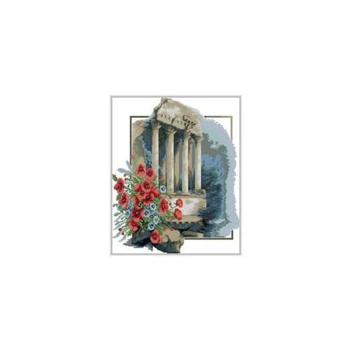 Xiaoyi cotton self-matching cross stitch Cross stitch RS cotton comes with no prints Red poppy beside the ruins of Zr (I)