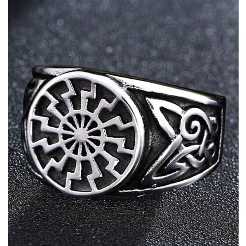 Punk Cool Stainless Steel Viking-Lightning Ring Men Charm Norse-Vikings Rune Rings Dropshipping
