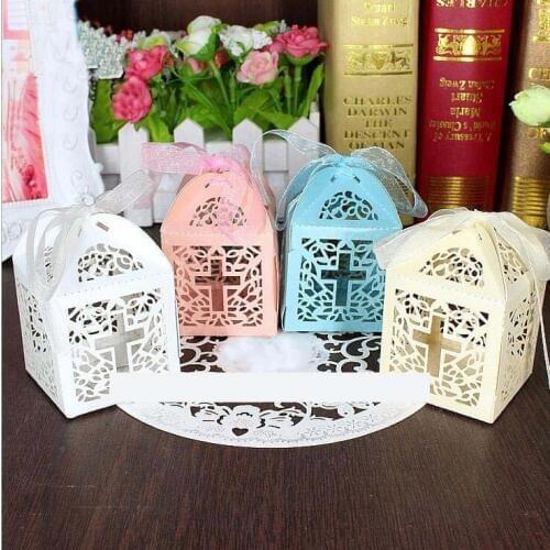 Cross hollow out candy chocolate paper gift box for wedding birthday tea party favor decoration