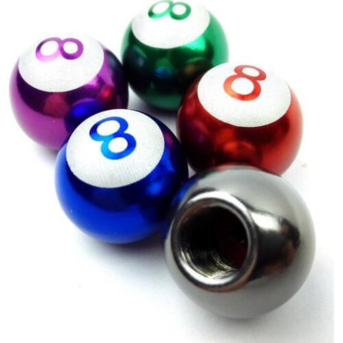 Metal Lucky 8 Ball Car Wheel Tire Tyre Air Dust Valve Stem Cap
