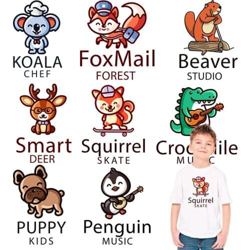 Cartoon anime Beaver Crocodile Penguin DIY Appliques Patches for clothing Heat-sensitive patches Thermal Stickers