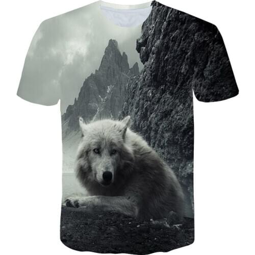 2021 Fashion Men 3D Wolf t shirt Printed Cool Funny T Shirt Summer Short Sleeve O Neck Animal Print T-shirt Male Casual Tops