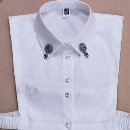 2017 new half savings cotton Fake Collar embroidery peter pan collares necktie bead tassel crystal false fake collier femme