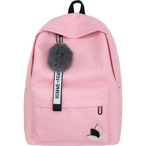 New Korean Nylon Printing Solid backpack girl school bags for teenage College wind Women SchoolBag High student bag black pink