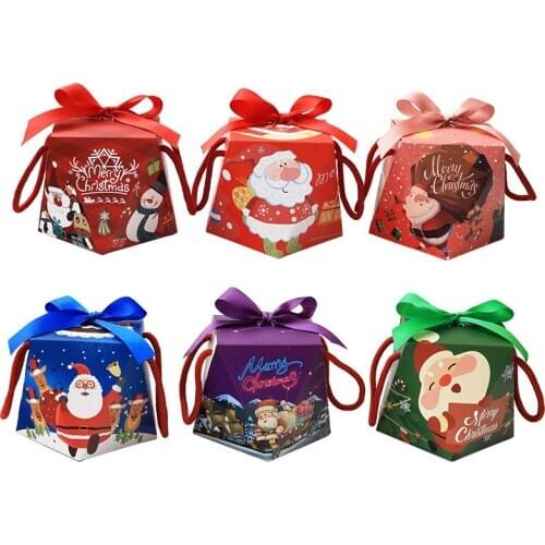 Christmas Party Gift Box Candy Paper Holiday Packing Paper Boxes Candy Box Birthday Snack Pack Decorate Christmas Flannel Bag
