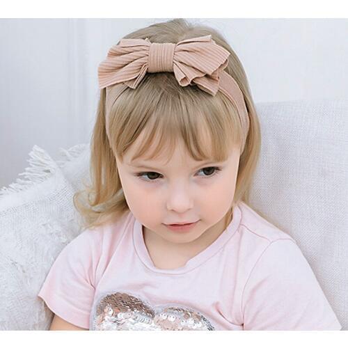 Striped Nylon Headbands Knot Bow Soft Nylon Head Wraps Girls Hair Accessories Wide Stretch Elastic Turban Headband Hair Bands